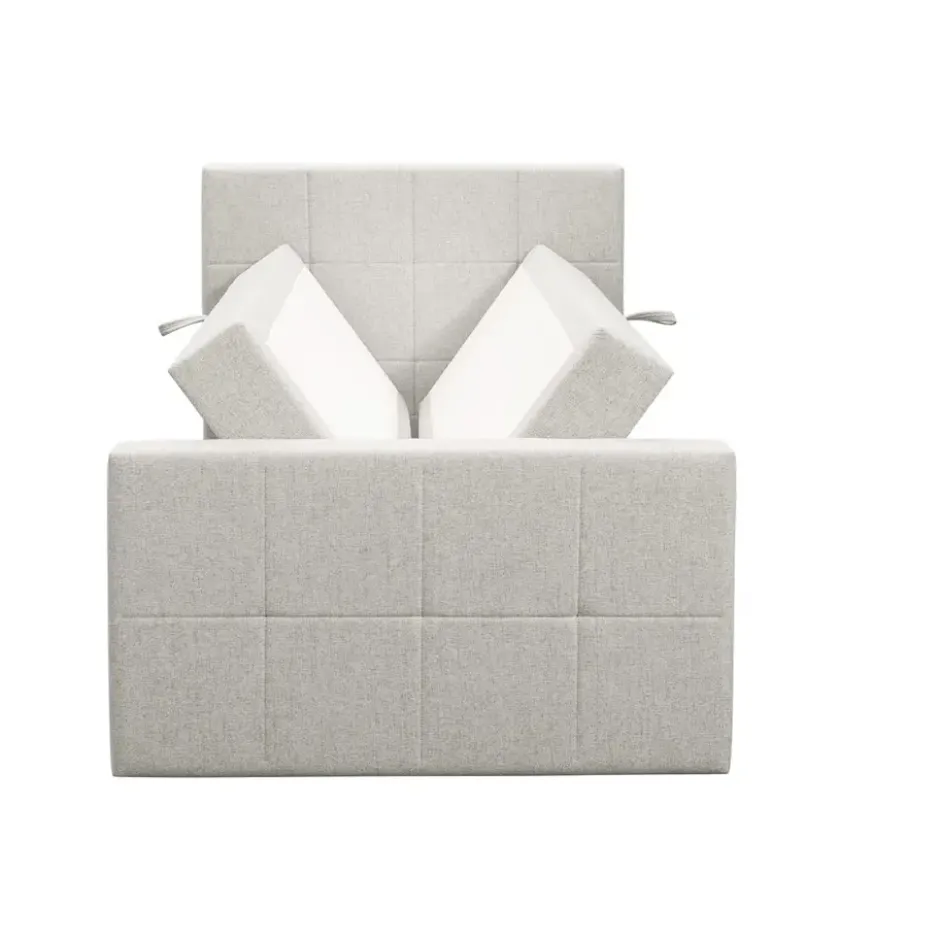 Boxspring met opbergruimte en voetbord Liv geblokt - ecru - 120x200cm
