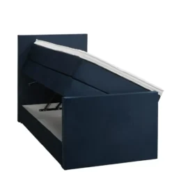 Boxspring met opbergruimte en voetbord Liv egaal - blauw - 90x200cm