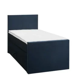 Boxspring met opbergruimte en voetbord Liv egaal - blauw - 90x200cm
