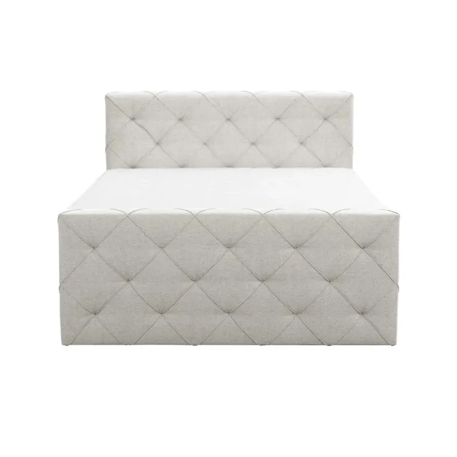 Boxspring met opbergruimte en voetbord Liv geruit - ecru - 160x200cm