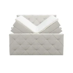 Boxspring met opbergruimte en voetbord Liv geruit - ecru - 160x200cm
