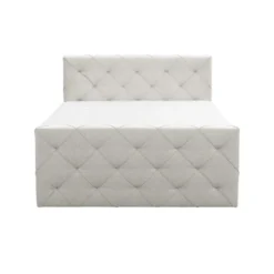 Boxspring met opbergruimte en voetbord Liv geruit - ecru - 180x200cm