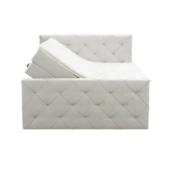 Boxspring met opbergruimte en voetbord Liv geruit - ecru - 180x200cm