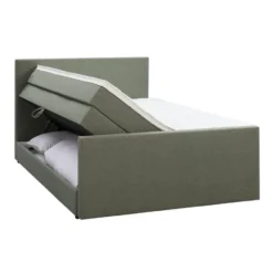 Boxspring met opbergruimte en voetbord Liv egaal - groen - 160x200cm
