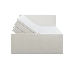 Boxspring met opbergruimte en voetbord Liv geblokt - lichtgrijs - 140x200cm