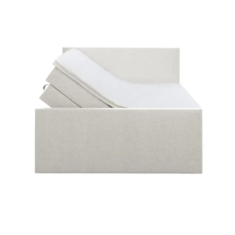 Boxspring met opbergruimte en voetbord Liv geblokt - lichtgrijs - 140x200cm