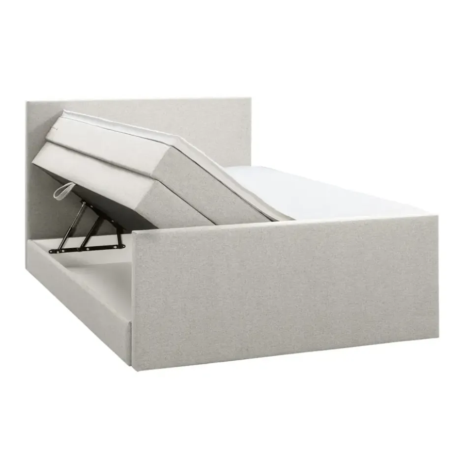 Boxspring met opbergruimte en voetbord Liv egaal - ecru - 160x200cm