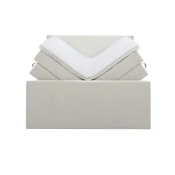 Boxspring met opbergruimte en voetbord Liv egaal - ecru - 160x200cm