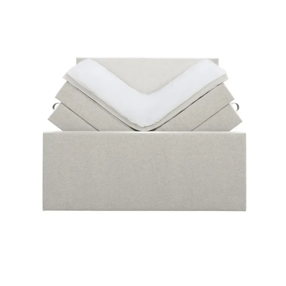 Boxspring met opbergruimte en voetbord Liv egaal - ecru - 160x200cm