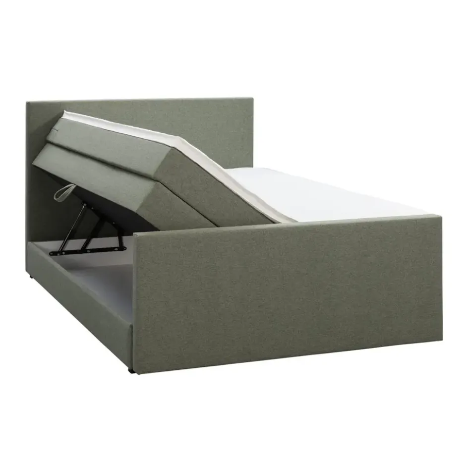 Boxspring met opbergruimte en voetbord Liv egaal - groen - 180x200cm