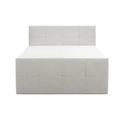 Boxspring met opbergruimte en voetbord Liv geblokt - ecru - 160x200cm