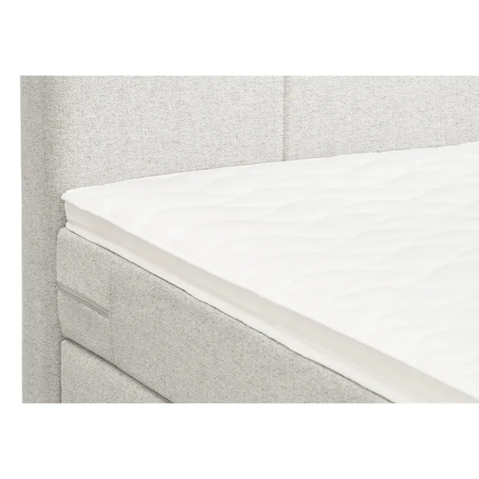 Boxspring met opbergruimte en voetbord Liv geblokt - ecru - 180x200cm