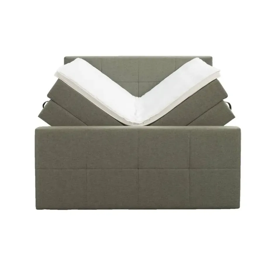 Boxspring met opbergruimte en voetbord Liv geblokt - groen - 160x200cm