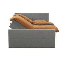 Boxspring met opbergruimte en voetbord Liv geruit - lichtgrijs - 180x200cm