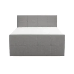 Boxspring met opbergruimte en voetbord Liv geruit - lichtgrijs - 180x200cm
