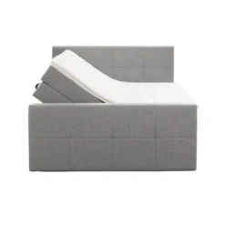 Boxspring met opbergruimte en voetbord Liv geruit - lichtgrijs - 180x200cm