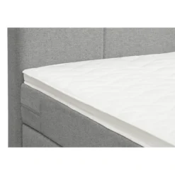 Boxspring met opbergruimte en voetbord Liv geruit - lichtgrijs - 180x200cm
