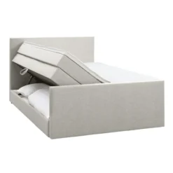 Boxspring met opbergruimte en voetbord Liv egaal - ecru - 140x200cm