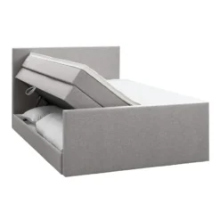 Boxspring met opbergruimte en voetbord Liv egaal - lichtgrijs - 160x200cm