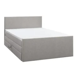 Boxspring met opbergruimte en voetbord Liv egaal - lichtgrijs - 160x200cm