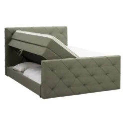 Boxspring met opbergruimte en voetbord Liv geruit - groen - 160x200cm