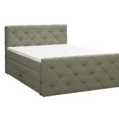 Boxspring met opbergruimte en voetbord Liv geruit - groen - 160x200cm
