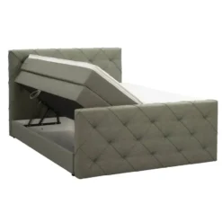 Boxspring met opbergruimte en voetbord Liv geruit - groen - 160x200cm