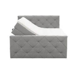 Boxspring met opbergruimte en voetbord Liv geruit - lichtgrijs - 160x200cm