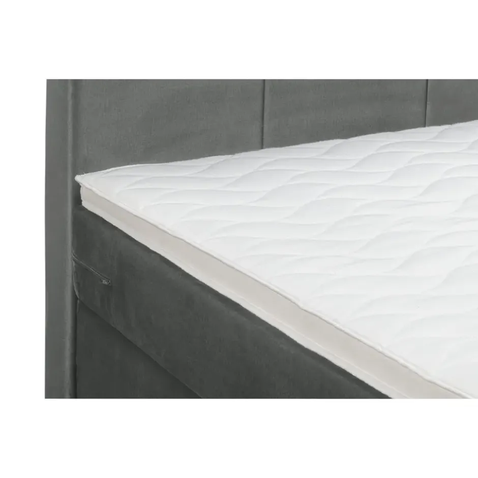 Boxspring met opbergruimte en voetbord Liv geblokt - grijs - 180x200cm