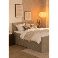 Boxspring met opbergruimte Kanso - taupe - 180x200 cm