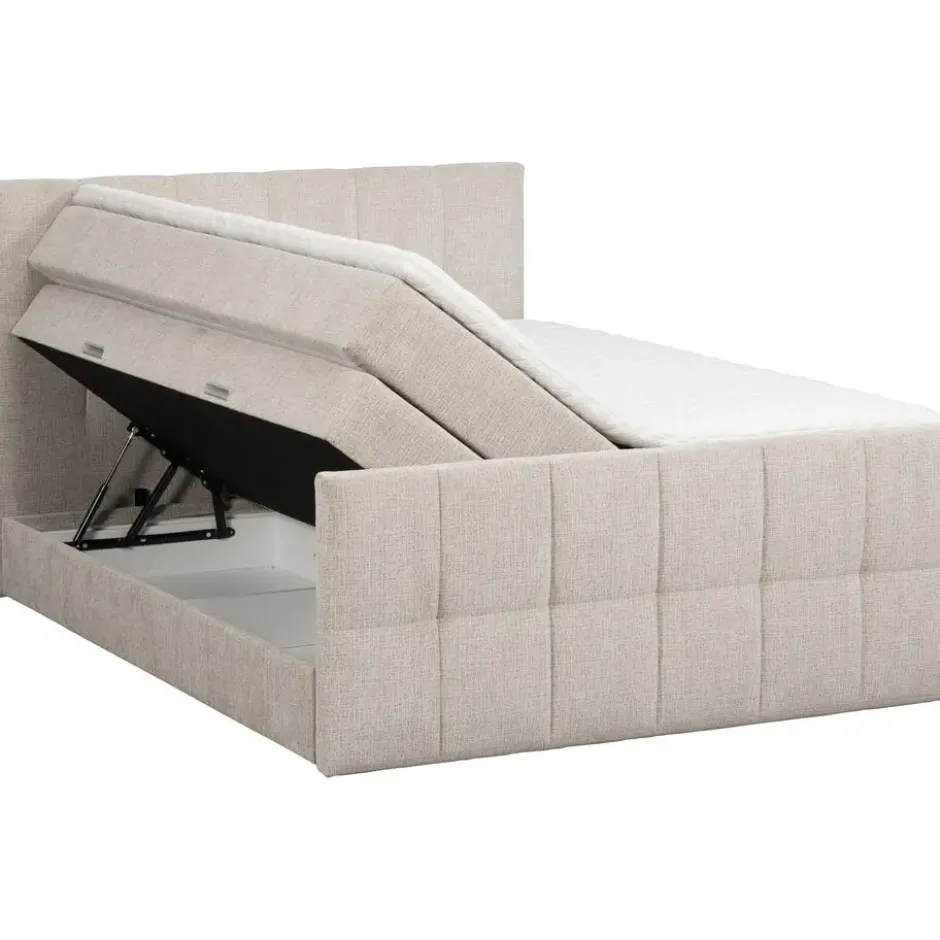 Boxspring met opbergruimte Kanso - taupe - 140x200 cm