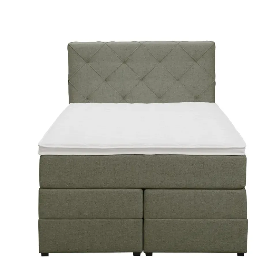Boxspring met opbergruimte Liv geruit - groen - 120x200 cm