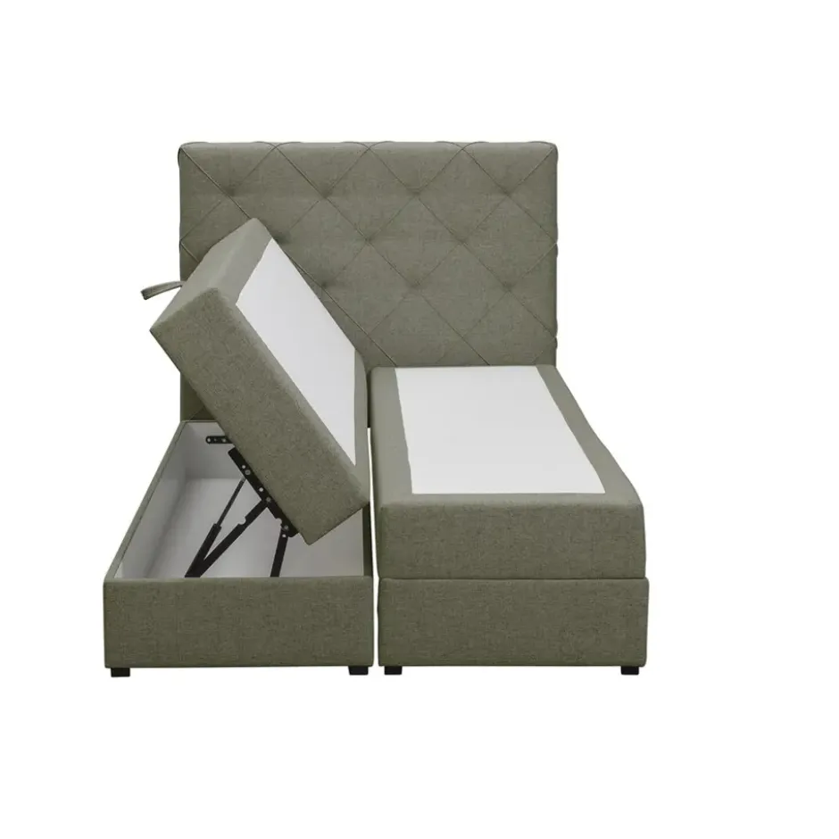 Boxspring met opbergruimte Liv geruit - groen - 120x200 cm