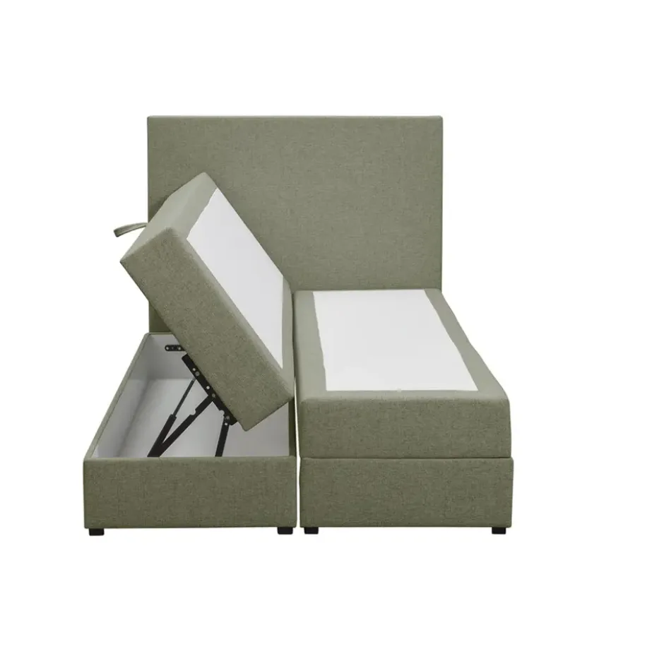 Boxspring met opbergruimte Liv egaal - groen - 120x200 cm