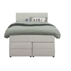 Boxspring met opbergruimte Liv geblokt - ecru - 120x200 cm