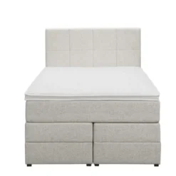 Boxspring met opbergruimte Liv geblokt - ecru - 120x200 cm