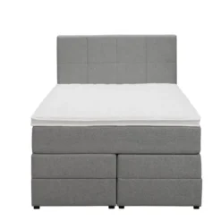 Boxspring met opbergruimte Liv geblokt - lichtgrijs - 120x200 cm