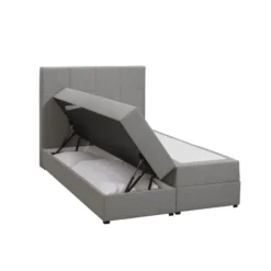 Boxspring met opbergruimte Liv geblokt - lichtgrijs - 120x200 cm