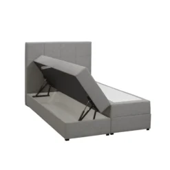 Boxspring met opbergruimte Liv geblokt - lichtgrijs - 120x200 cm