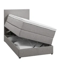 Boxspring met opbergruimte Liv egaal - lichtgrijs - 90x200 cm