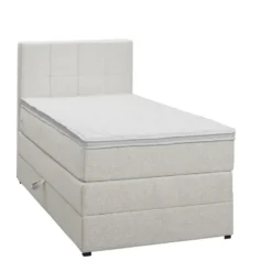 Boxspring met opbergruimte Liv geblokt - ecru - 90x200 cm