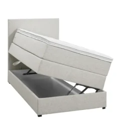 Boxspring met opbergruimte Liv egaal - ecru - 90x200 cm