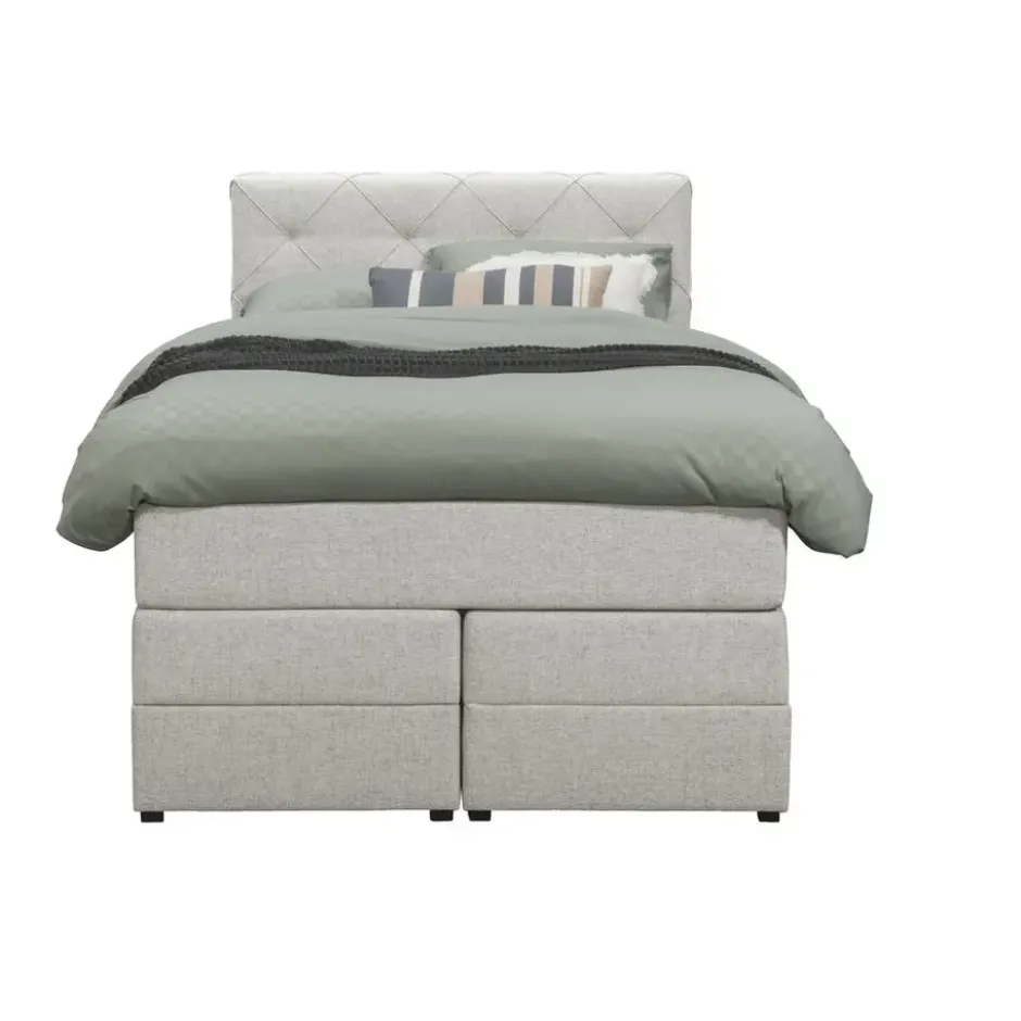 Boxspring met opbergruimte Liv geruit - ecru - 120x200 cm