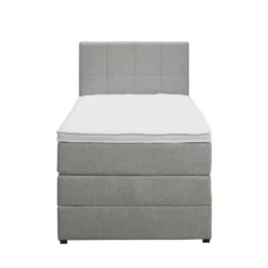 Boxspring met opbergruimte Liv geblokt - lichtgrijs - 90x200 cm