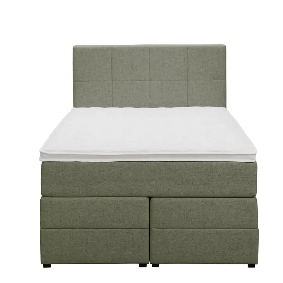 Boxspring met opbergruimte Liv geblokt - groen - 120x200 cm