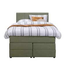 Boxspring met opbergruimte Liv geblokt - groen - 120x200 cm