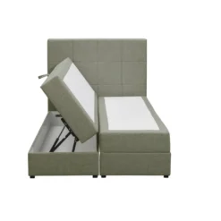 Boxspring met opbergruimte Liv geblokt - groen - 120x200 cm