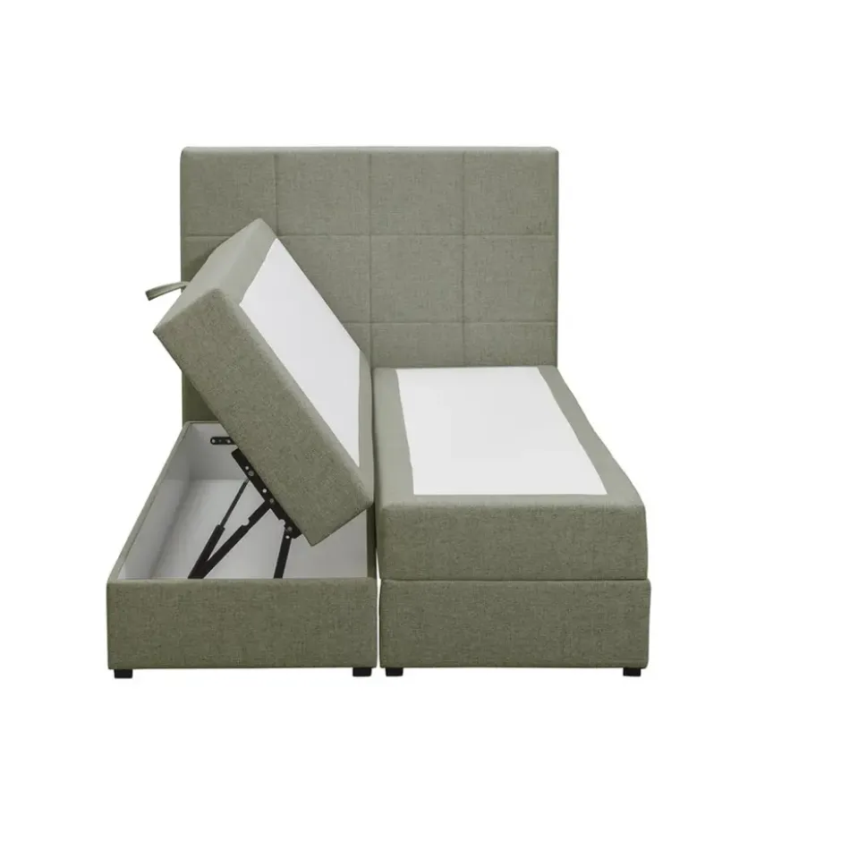 Boxspring met opbergruimte Liv geblokt - groen - 120x200 cm