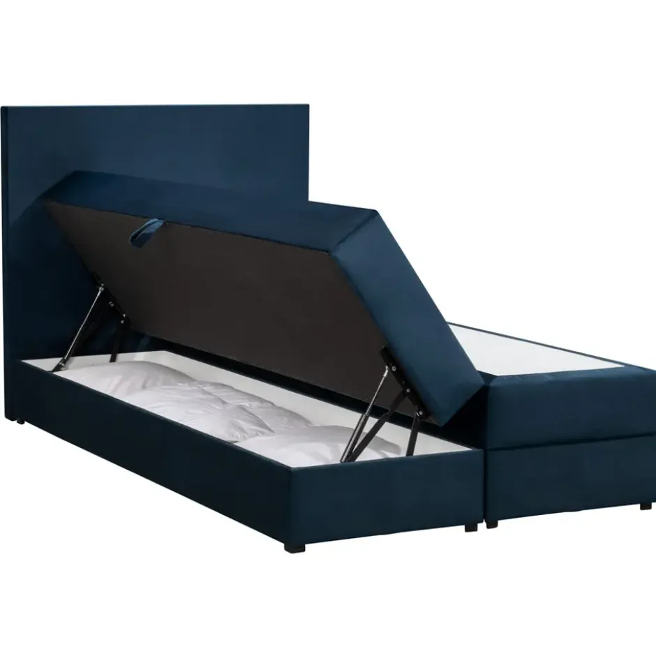 Boxspring met opbergruimte Liv egaal - blauw - 120x200 cm