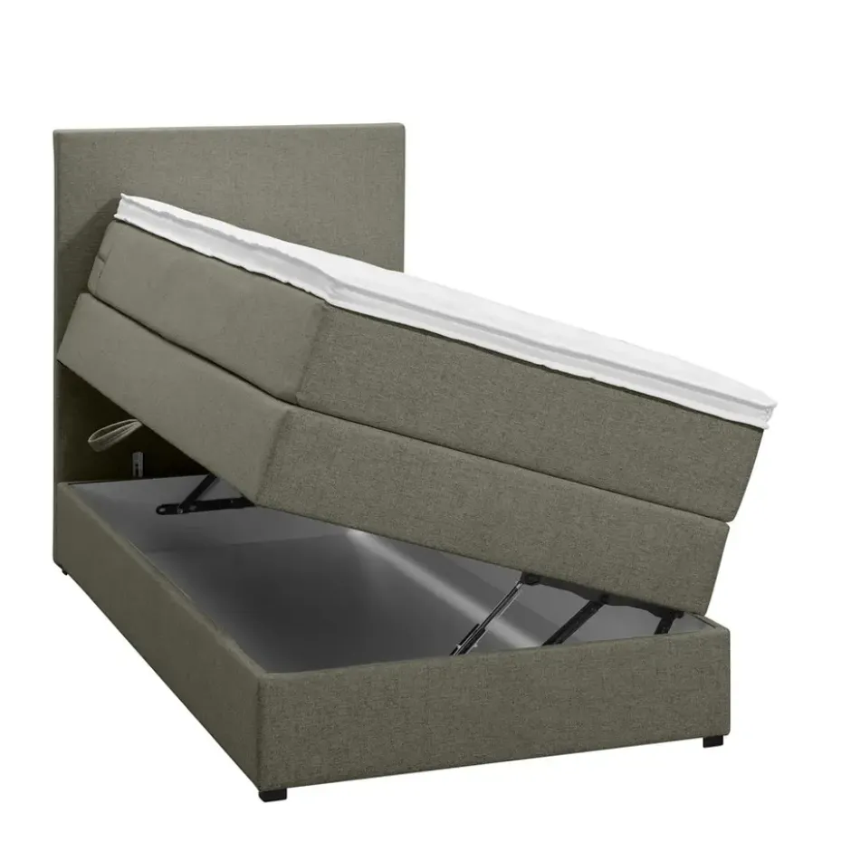 Boxspring met opbergruimte Liv egaal - groen - 90x200 cm